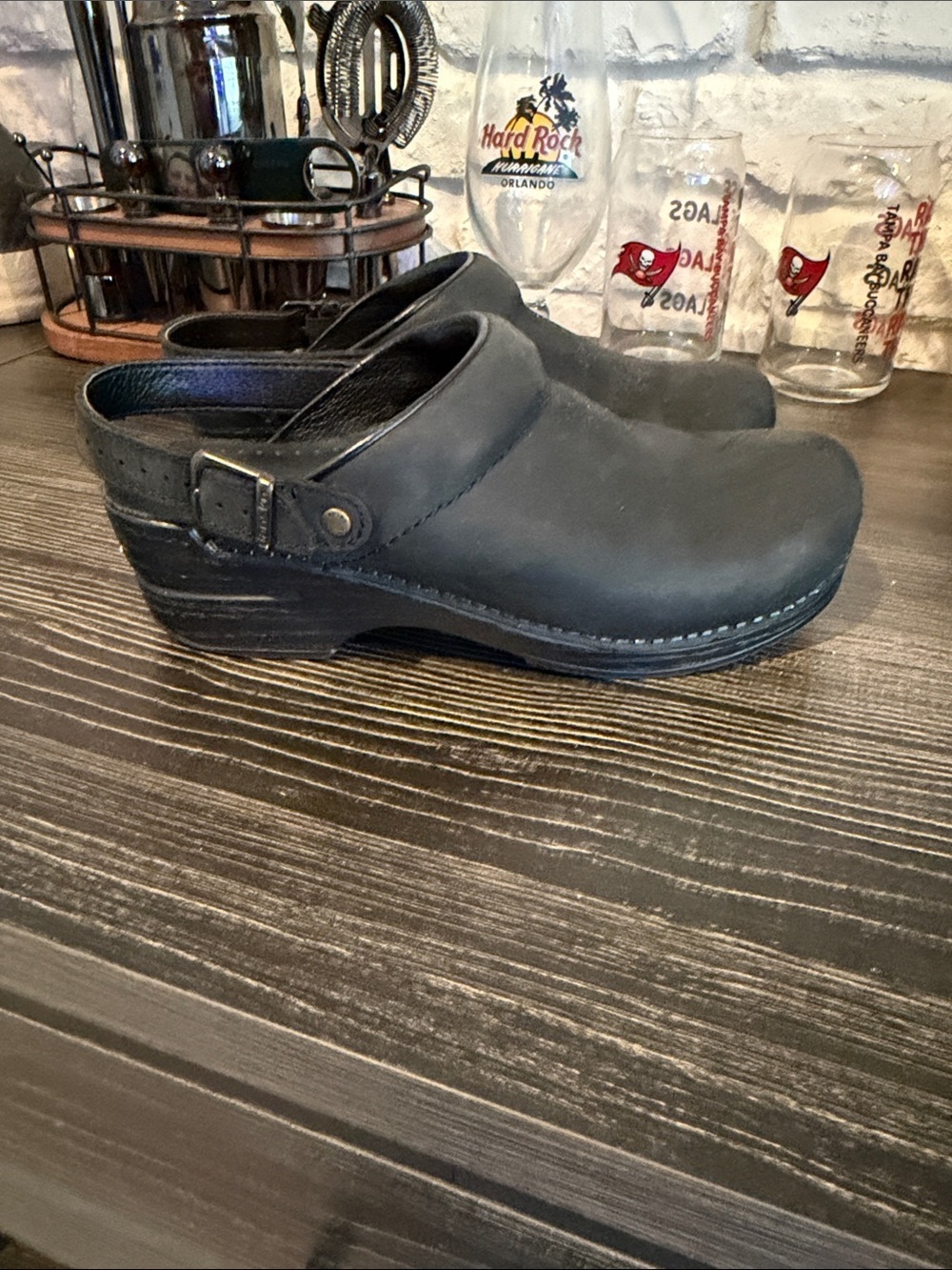 Dansko Black Slip-On Clogs with Adjustable Heel Strap
